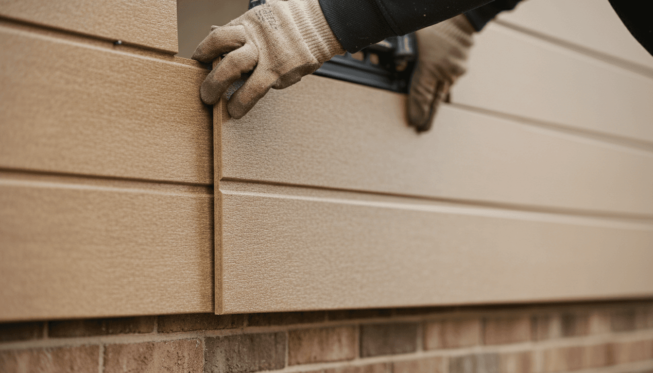 Contractor installing exterior siding on a residential home in Listowel, Ontario